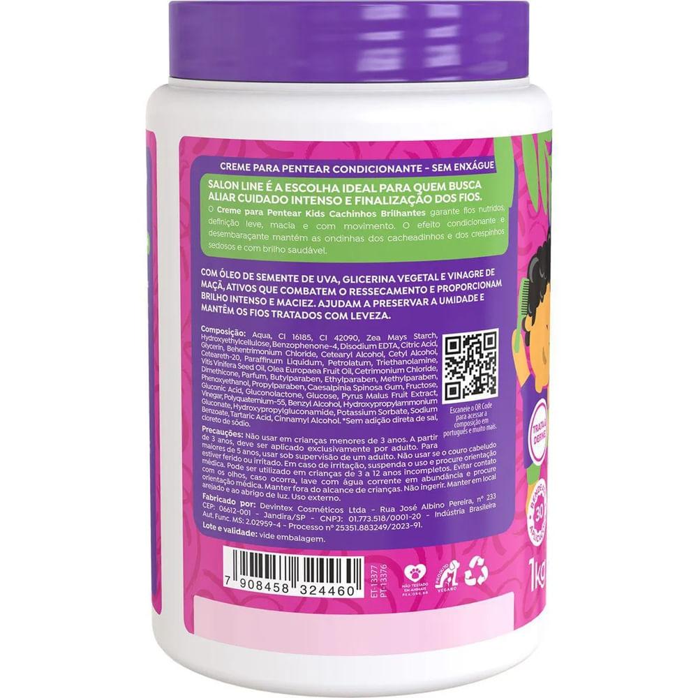 Creme para Pentear Salon Line Kids Cachinhos Brilhantes Uva 1kg - 3