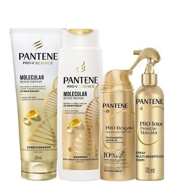 Kit Pantene Molecular Bond Repair Shampoo 300ml+Condicionador 250ml+Leave In 150ml+Spray 170ml