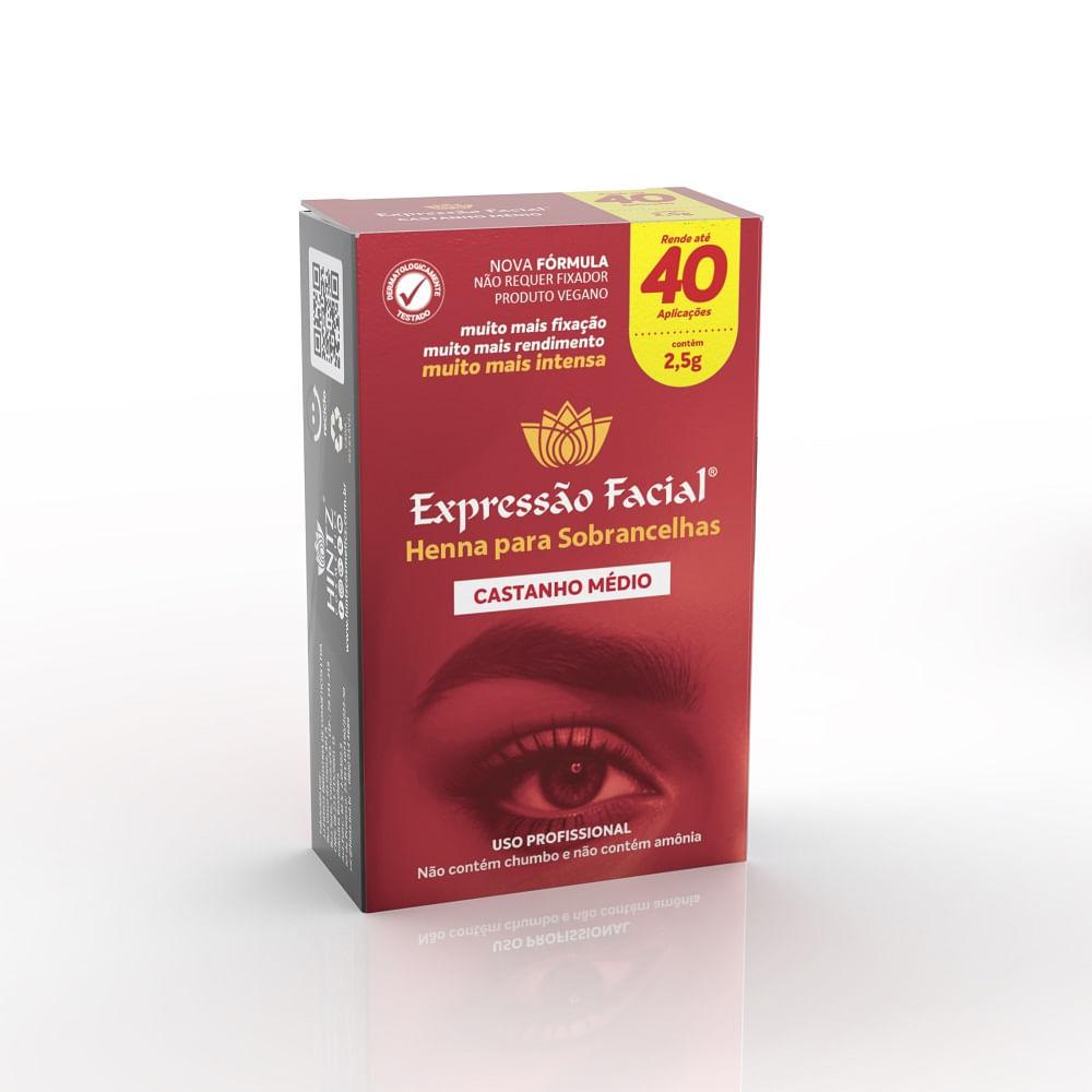 Henna Para Sobrancelha Expressão Facial Castanho Médio 2,5g - 1