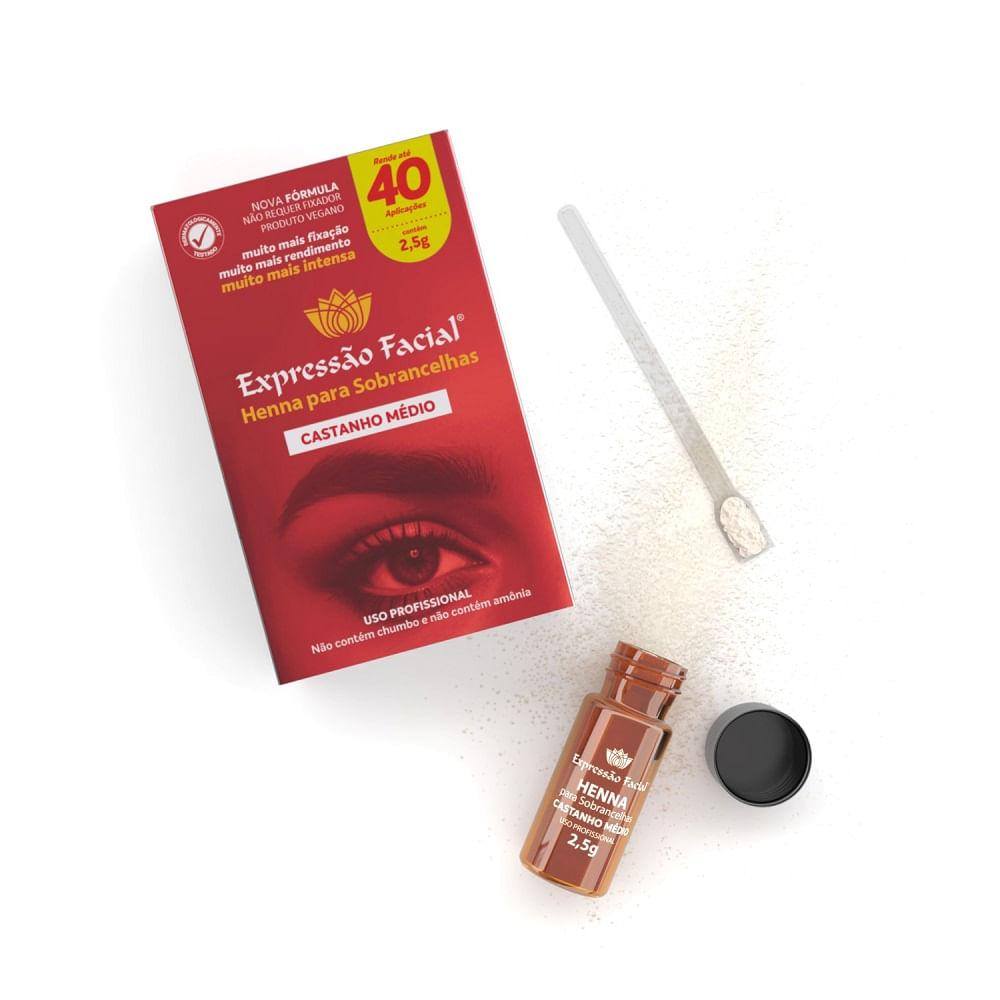 Henna Para Sobrancelha Expressão Facial Castanho Médio 2,5g - 2