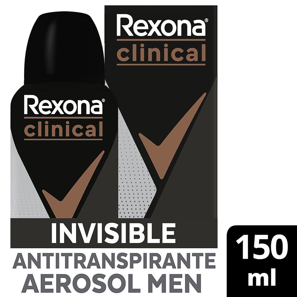 Desodorante Antitranspirante Aerossol Rexona Clinical Invisible Men 150ml - 1