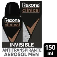 Desodorante Antitranspirante Aerossol Rexona Clinical Invisible Men 150ml - 1