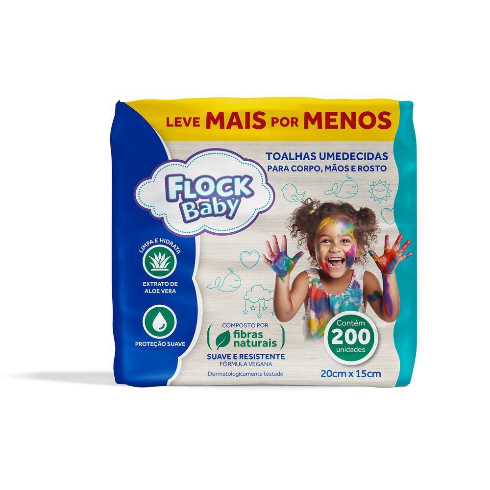 Lenço Umedecido Flock Baby Fibras Naturais 200 Unidades - 1
