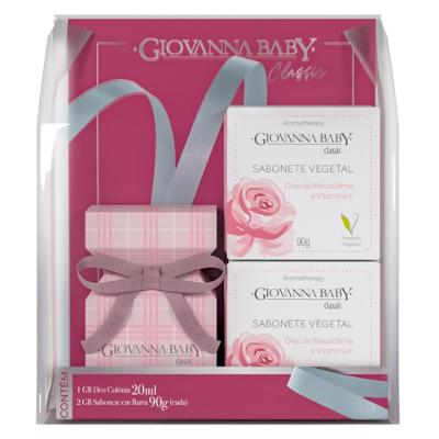 Kit Deo Colônia Classic Giovanna Baby 20ml + 2 Sabonetes Vegetais de 90g