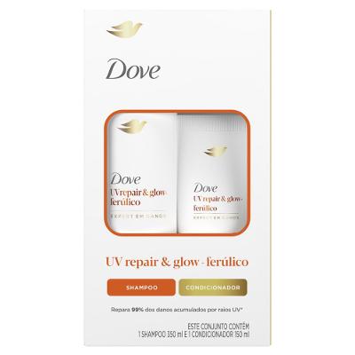 Kit Dove Uv Repair & Glow + Ferúlico Shampoo 350ml + Condicionador 150ml