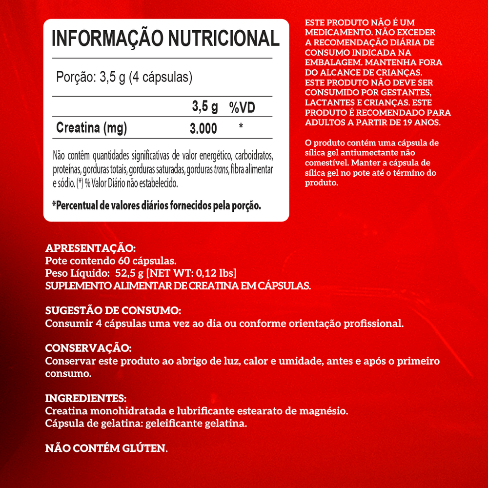Creatina 100% Pura 60 Cápsulas - 6