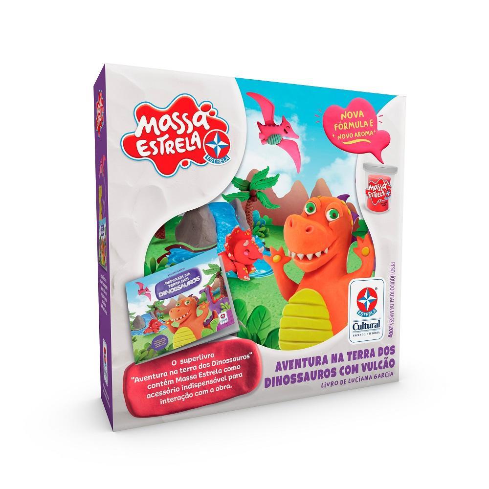 Livro Aventura Dinossauros com Vulcão Massa Estrela - 1