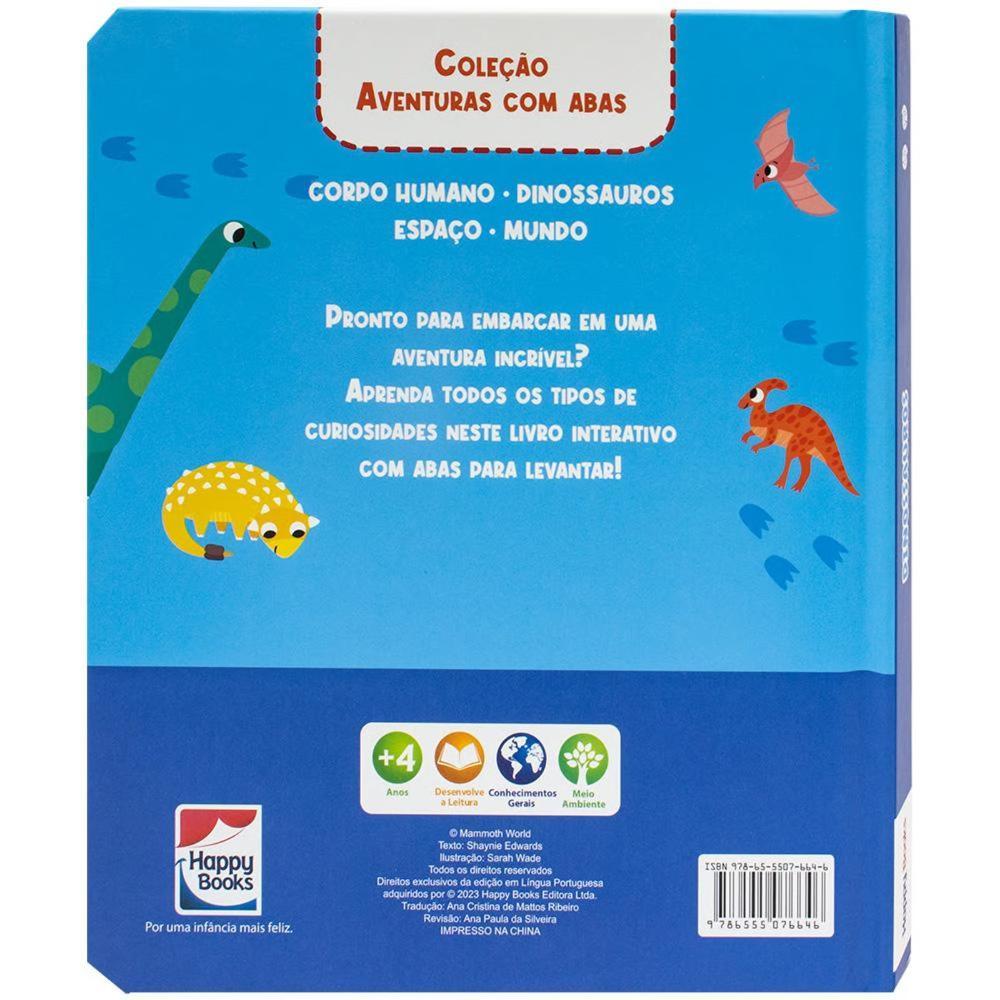 Livro Aventuras com Abas Dinossauros - Happy Books   - 2
