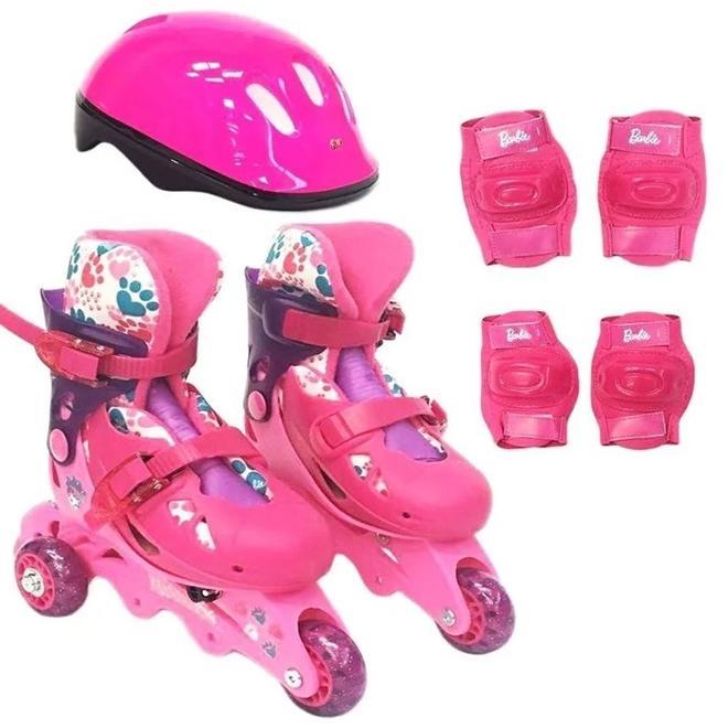 Barbie Patins 3 Rodas Ajustável 29 A 32 Com Acessórios - Fun - 1