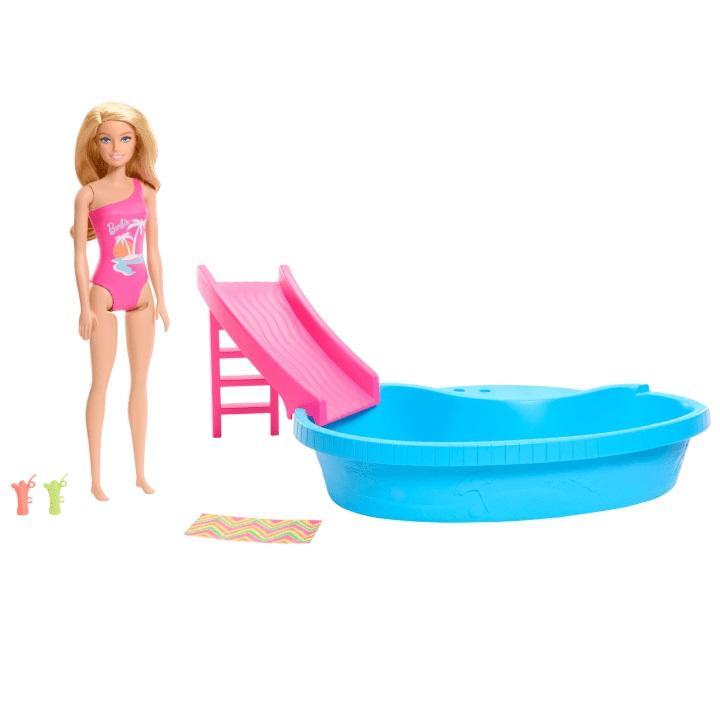 Barbie Conjunto Piscina Glam Boneca Maiô Rosa HRJ74 - Mattel - 1