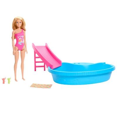 Barbie Conjunto Piscina Glam Boneca Maiô Rosa HRJ74 - Mattel