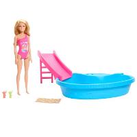 Barbie Conjunto Piscina Glam Boneca Maiô Rosa HRJ74 - Mattel - 1