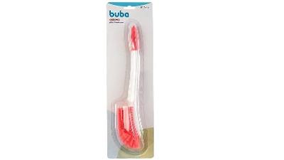 Escova Para Mamadeira Com Limpador De Bico Rosa - Buba