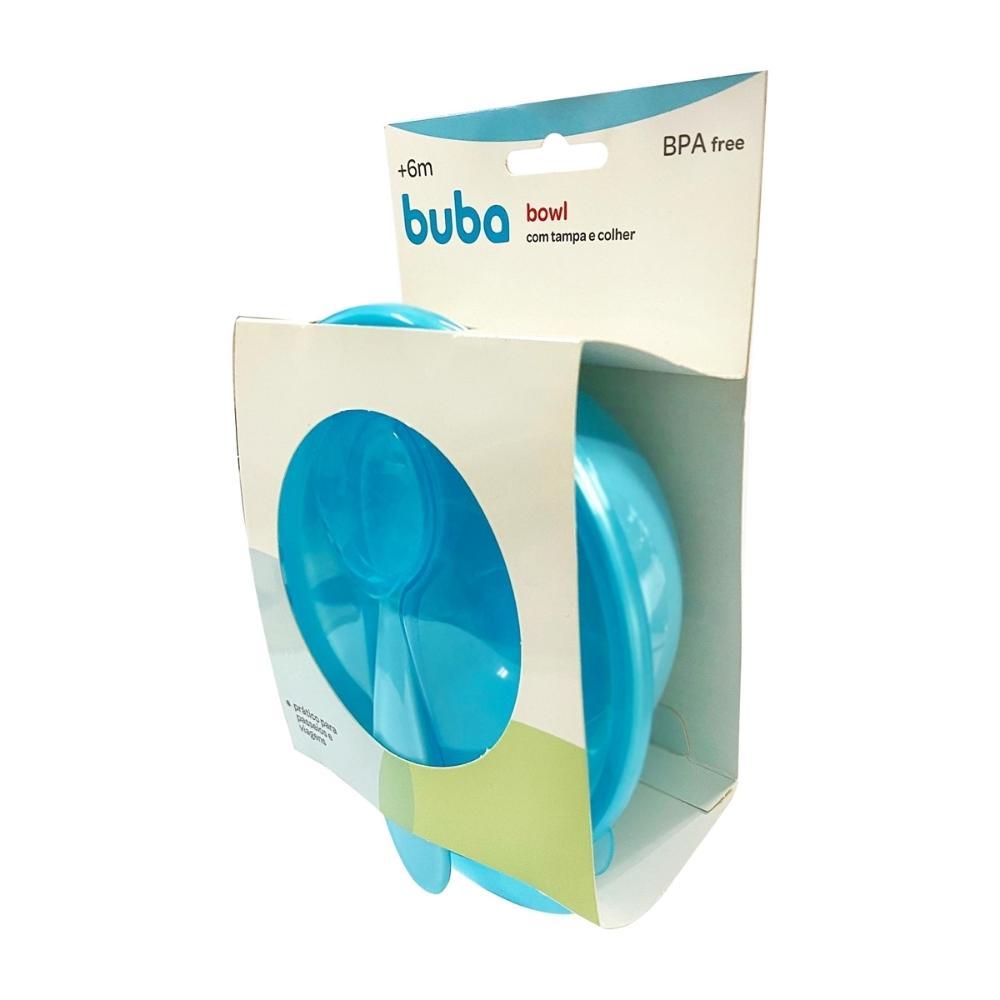 Kit Prato Bowl com Tampa e Colher 300ml Azul - Buba - 2