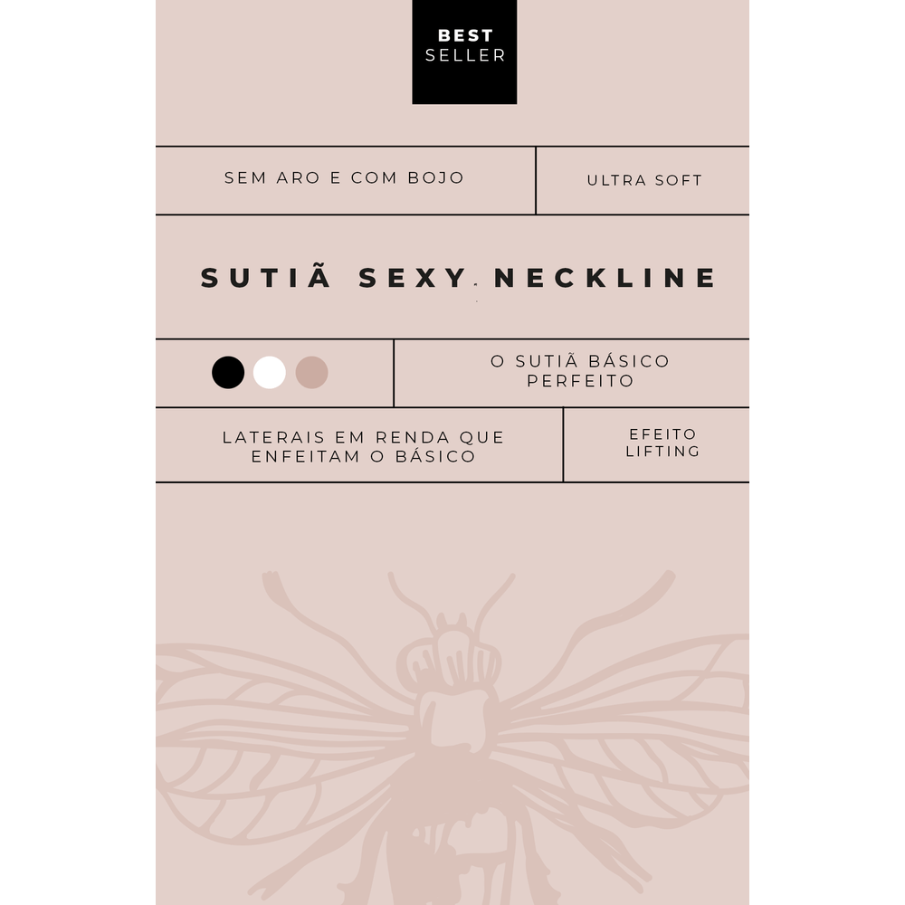 Sutiã Com Bojo Neckline Renda Basic Me - 8