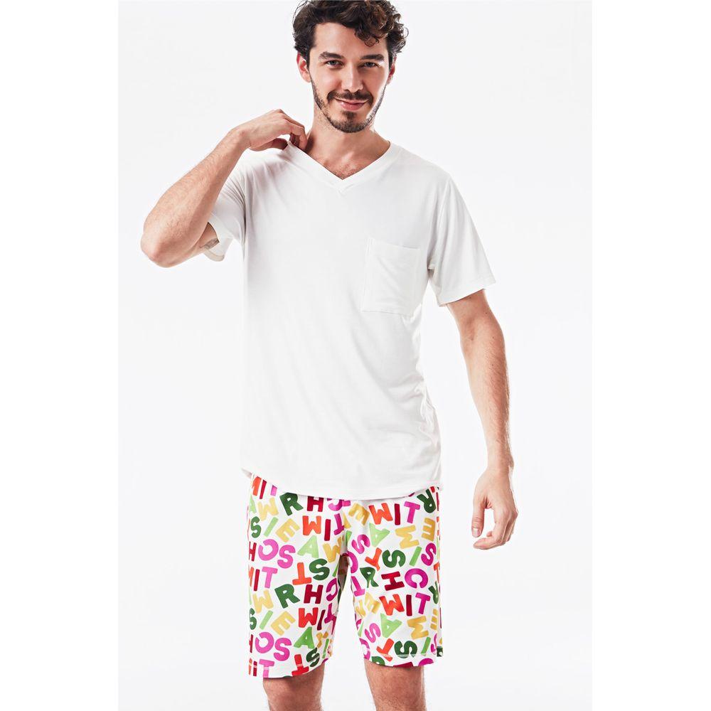 Pijama Curto Malha Panamá Masculino - 1