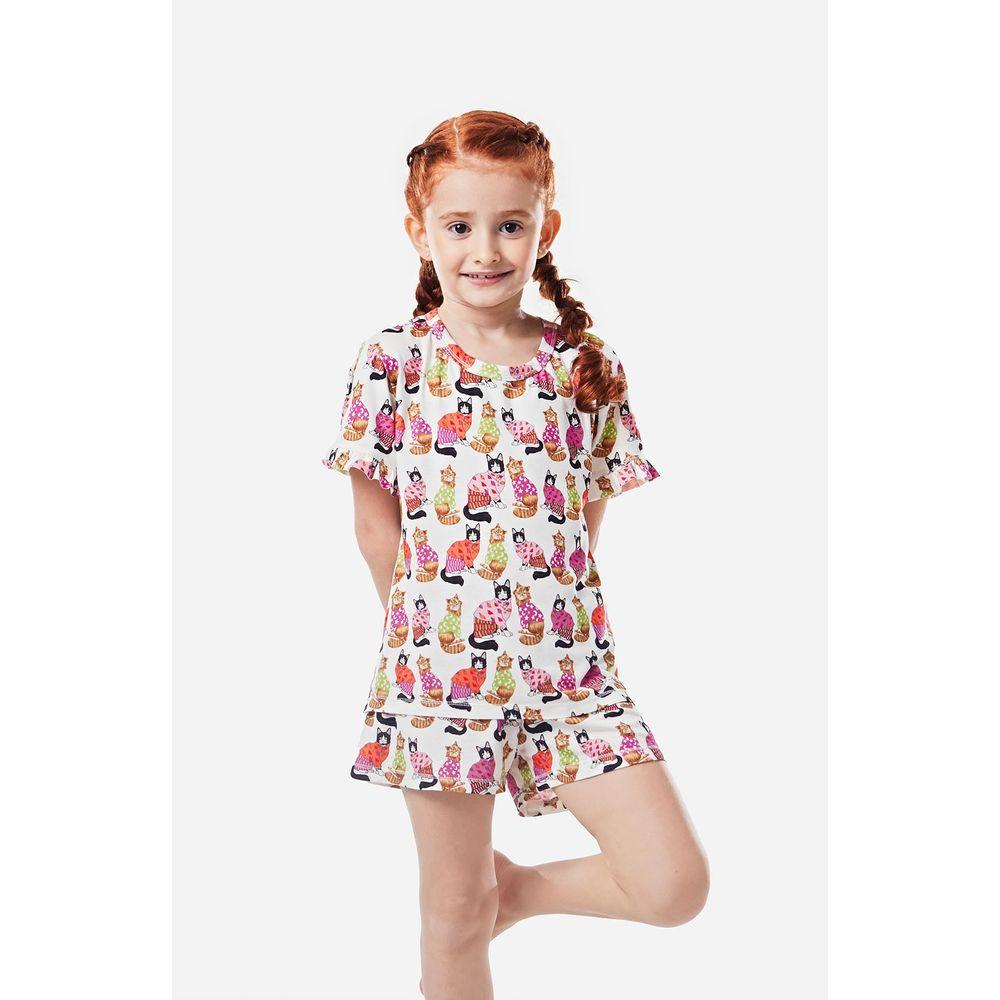 Pijama Curto Malha Cats Kids Feminino - 1