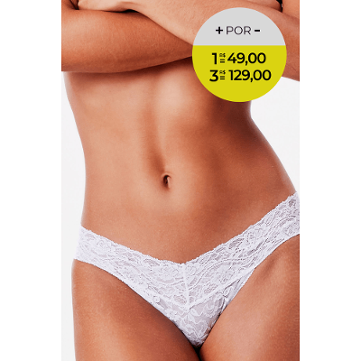 Calcinha Biquíni Renda Lace Color