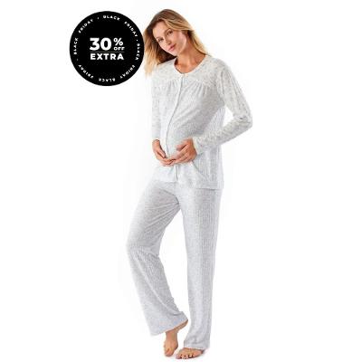 Pijama Longo Malha Lily Maternidade