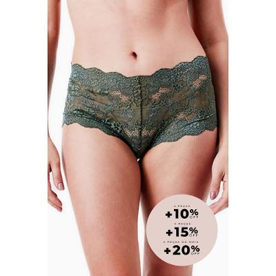 Calcinha Caleçon Renda Deep Green