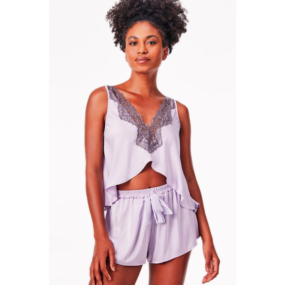 Pijama Curto Regata Cetim Frigg - 1