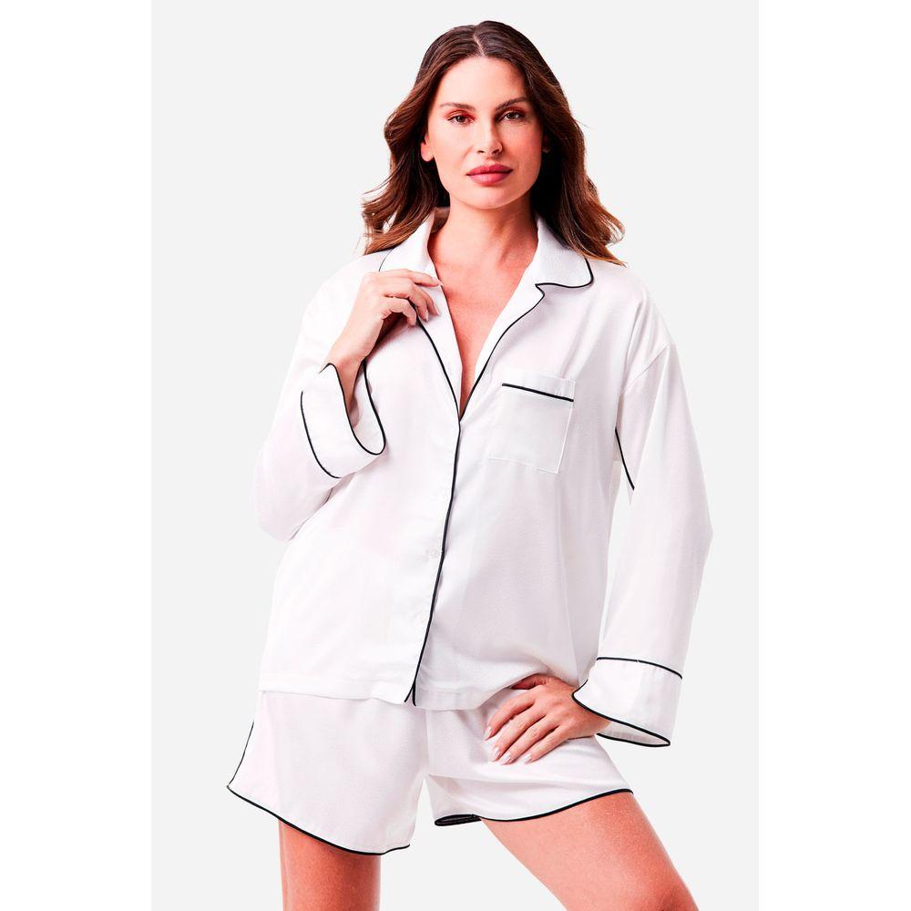 Pijama Curto Botões Cetim Paris - 1