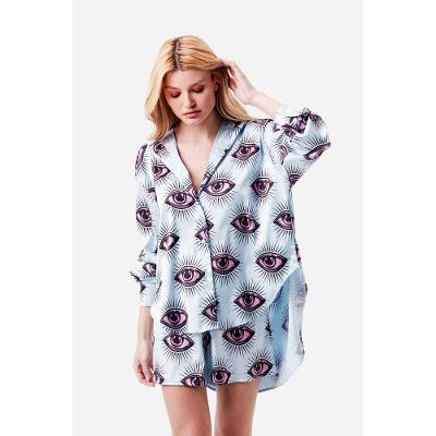 Pijama Curto Manga Longa Cetim Nicole