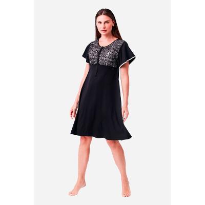 Camisola Curta Manga Curta Polo Malha Selene Preta