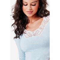 Camisete Manga Longa Flower Cotton Summer Blue - 3