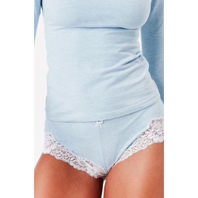 Calcinha Caleçon Flower Cotton Summer Blue