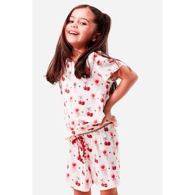 Pijama Curto Manga Curta Malha Love Cherry Infantil Feminino