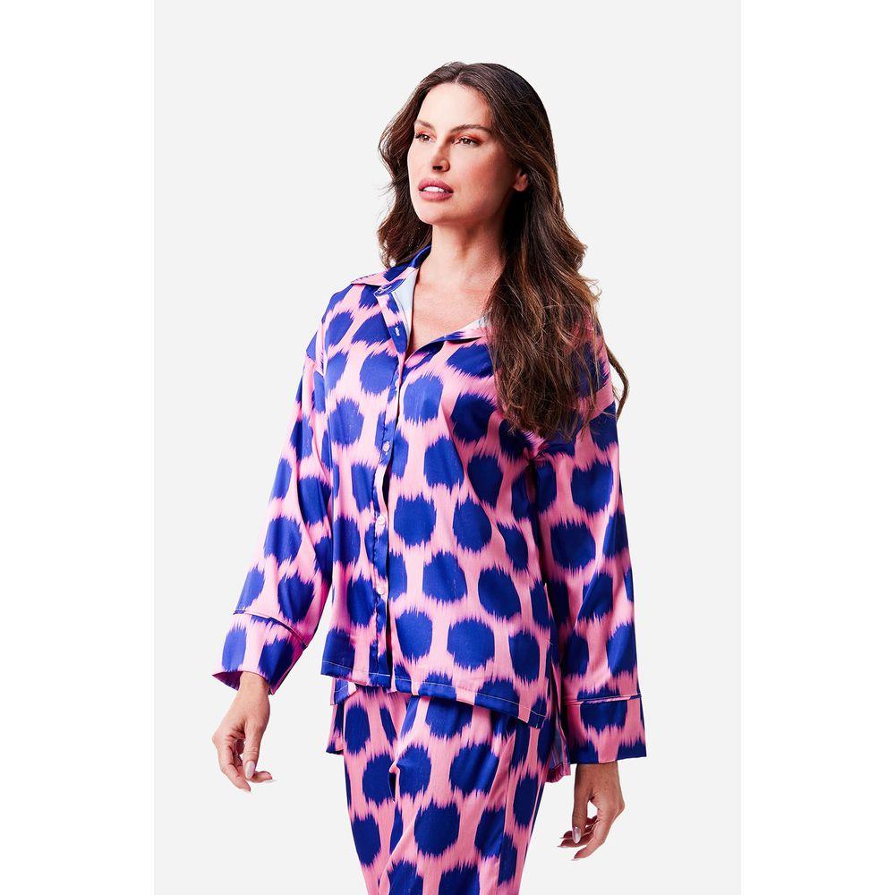 Pijama Longo Manga Longa Aberto Cetim Festa - 6