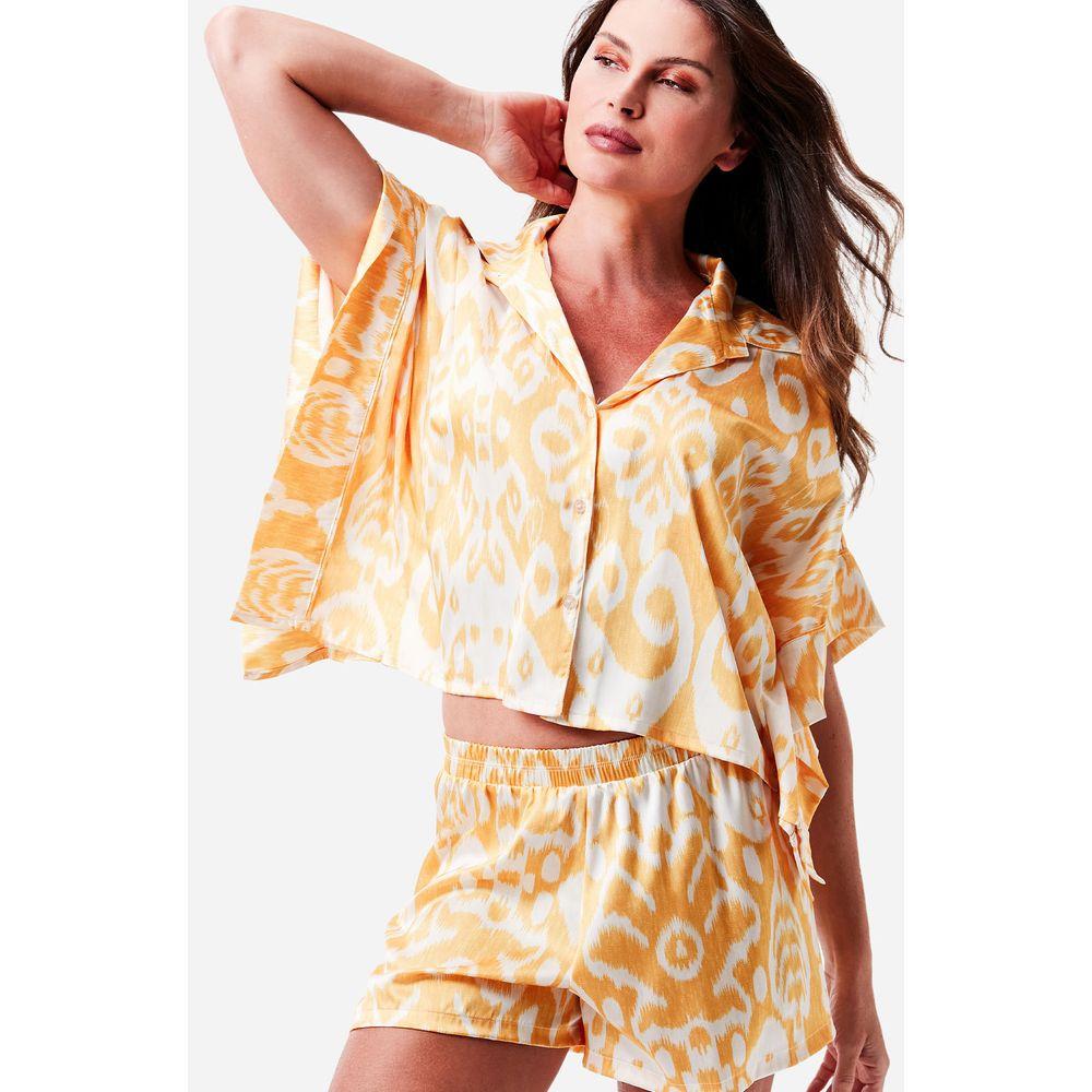 Pijama Curto Manga Curta Botões Cetim Festa - 7