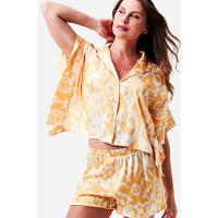 Pijama Curto Manga Curta Botões Cetim Festa - 7