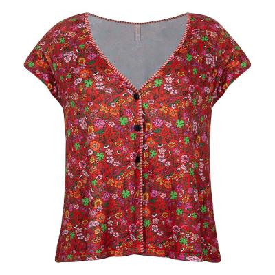 Pijama Longo Manga Curta Botões Malha Lucky