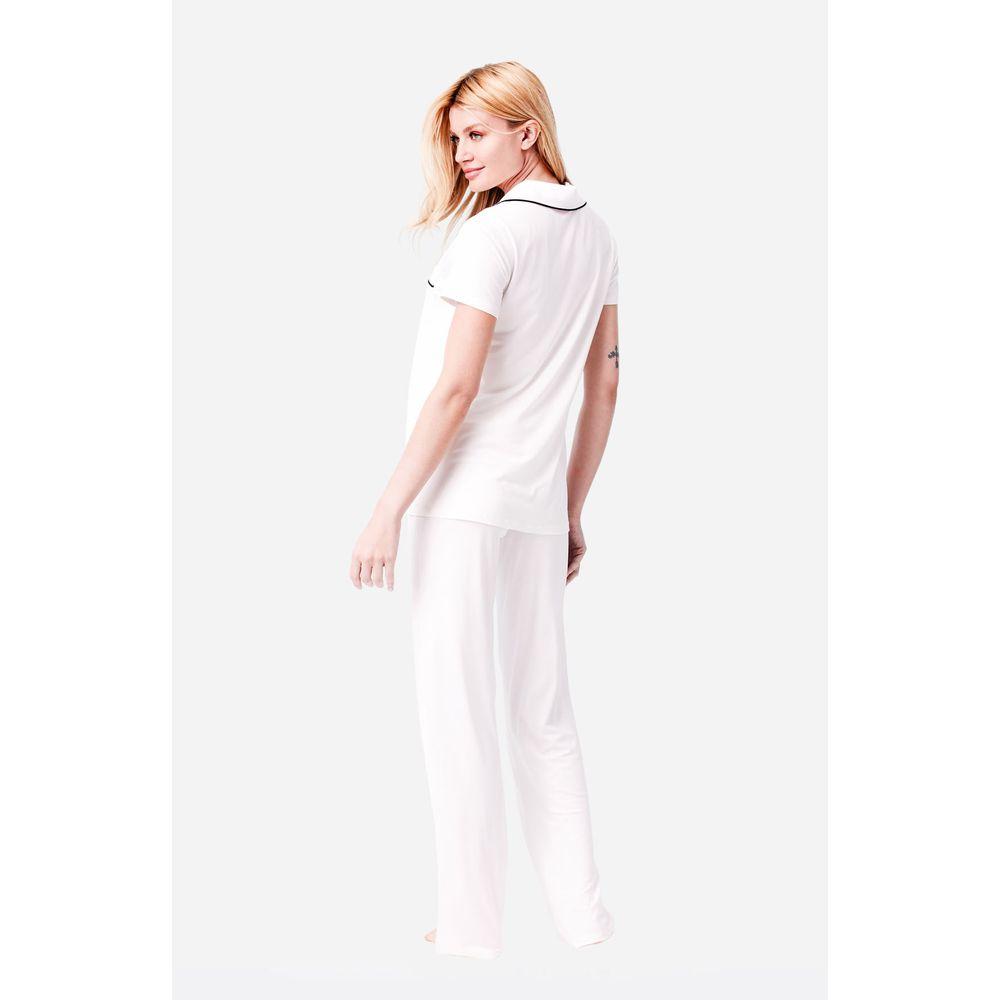 Pijama Longo Manga Curta Aberto Malha Rafaela - 2