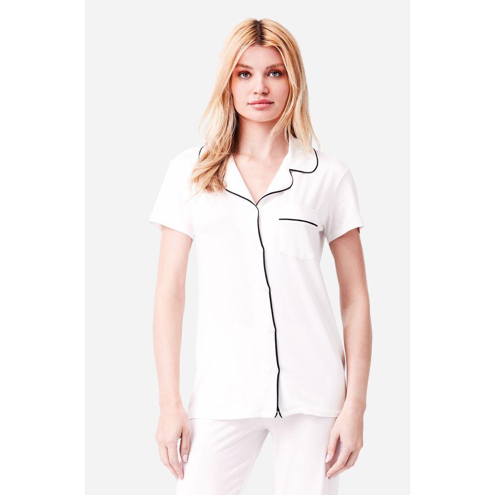 Pijama Longo Manga Curta Aberto Malha Rafaela - 4