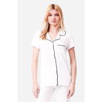 Pijama Longo Manga Curta Aberto Malha Rafaela