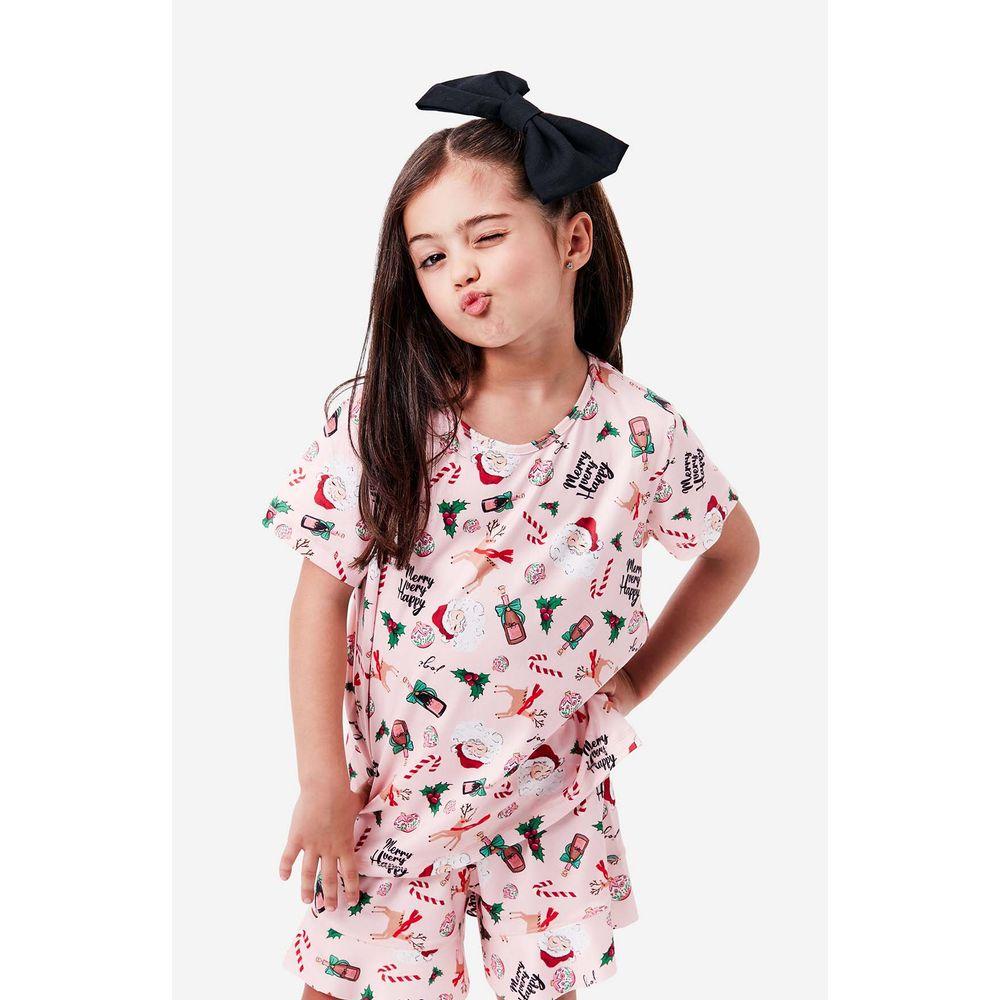 Pijama Curto Manga Curta Malha Mini HoHoHo - 1