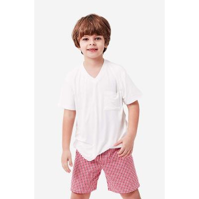Pijama Curto Manga Curta Tricoline Mini Masculino HoHoHo