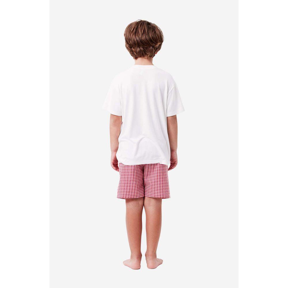 Pijama Curto Manga Curta Tricoline Mini Masculino HoHoHo - 2