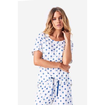 Pijama Capri Manga Curta Malha Maite