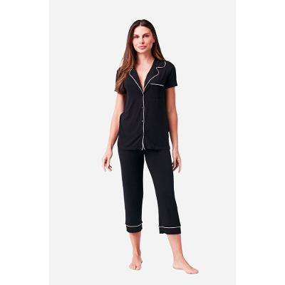 Pijama Capri Manga Curta Aberto Malha Rafaela