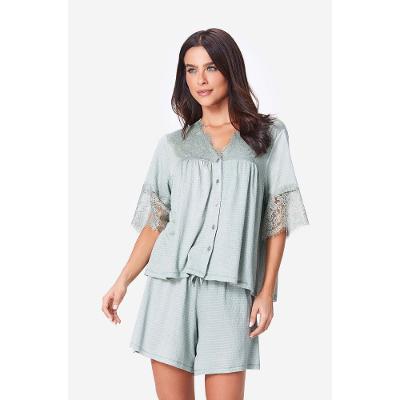 Pijama Curto Botões Malha Anarruga Bahia