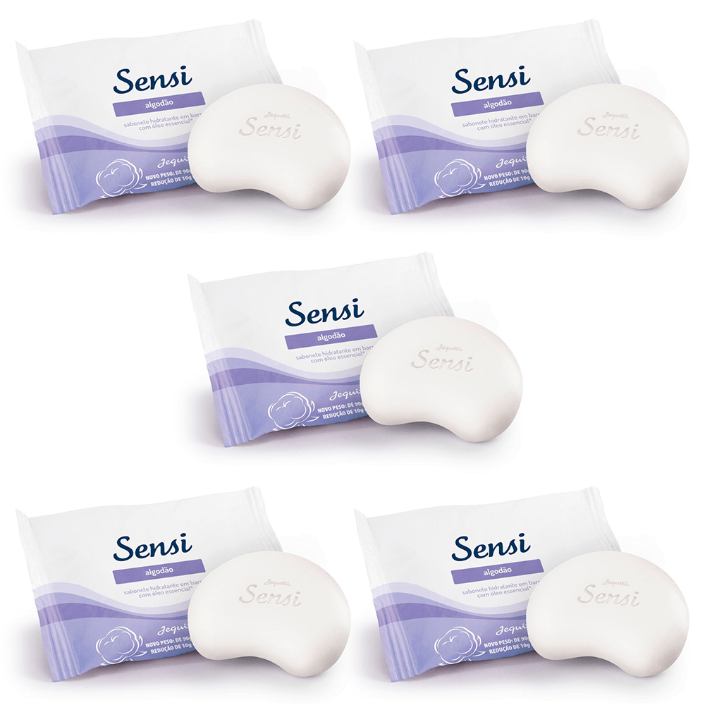 Kit  com 5 unidades de Sabonetes Hidratantes em Barra Sensi Algodão Jequiti - 1
