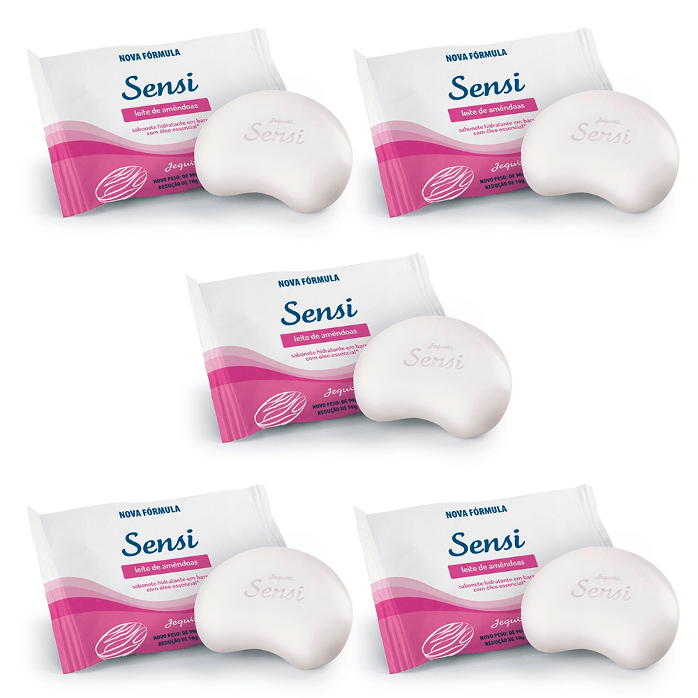 Kit com 5 unidades de  Sabonetes Hidratantes em Barra Sensi Leite de Amêndoas Jequiti - 1