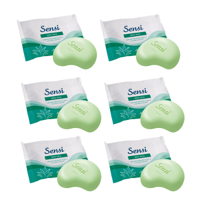 Kit 6 Sabonetes Hidratantes Em Barra Sensi Aloe Vera 80G