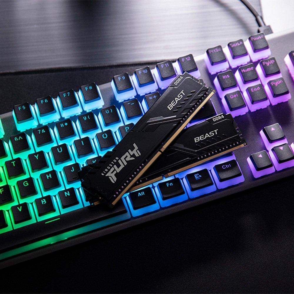 Memoria RAM Kingston Fury  Beast, 8GB, 3200MT/s, DDR4, CL16, DIMM, Preto - KF432C16BB/8WP - 3