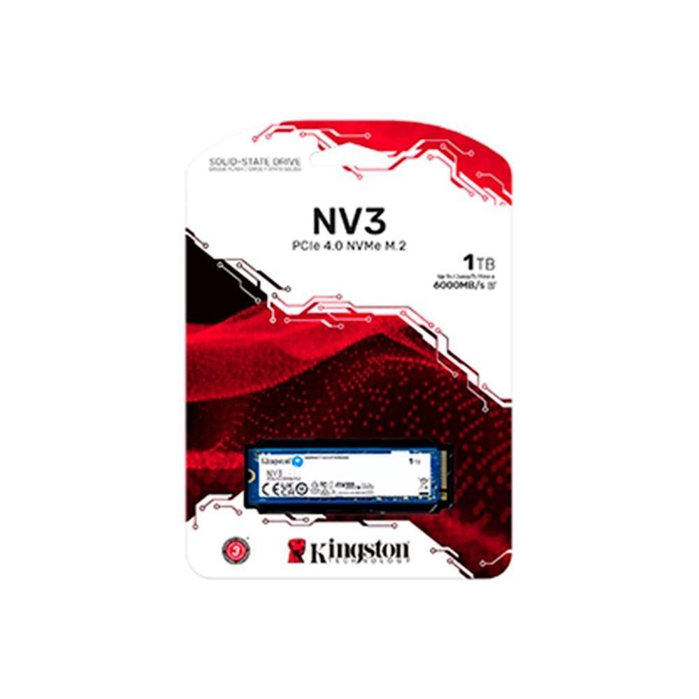 SSD Kingston NV3, 1 TB, M.2 2280, PCIe 4.0 x4, NVMe, Leitura: 6000 MB/s, Gravação: 4000 MB/s, Azul - SNV3S/1000G - 3