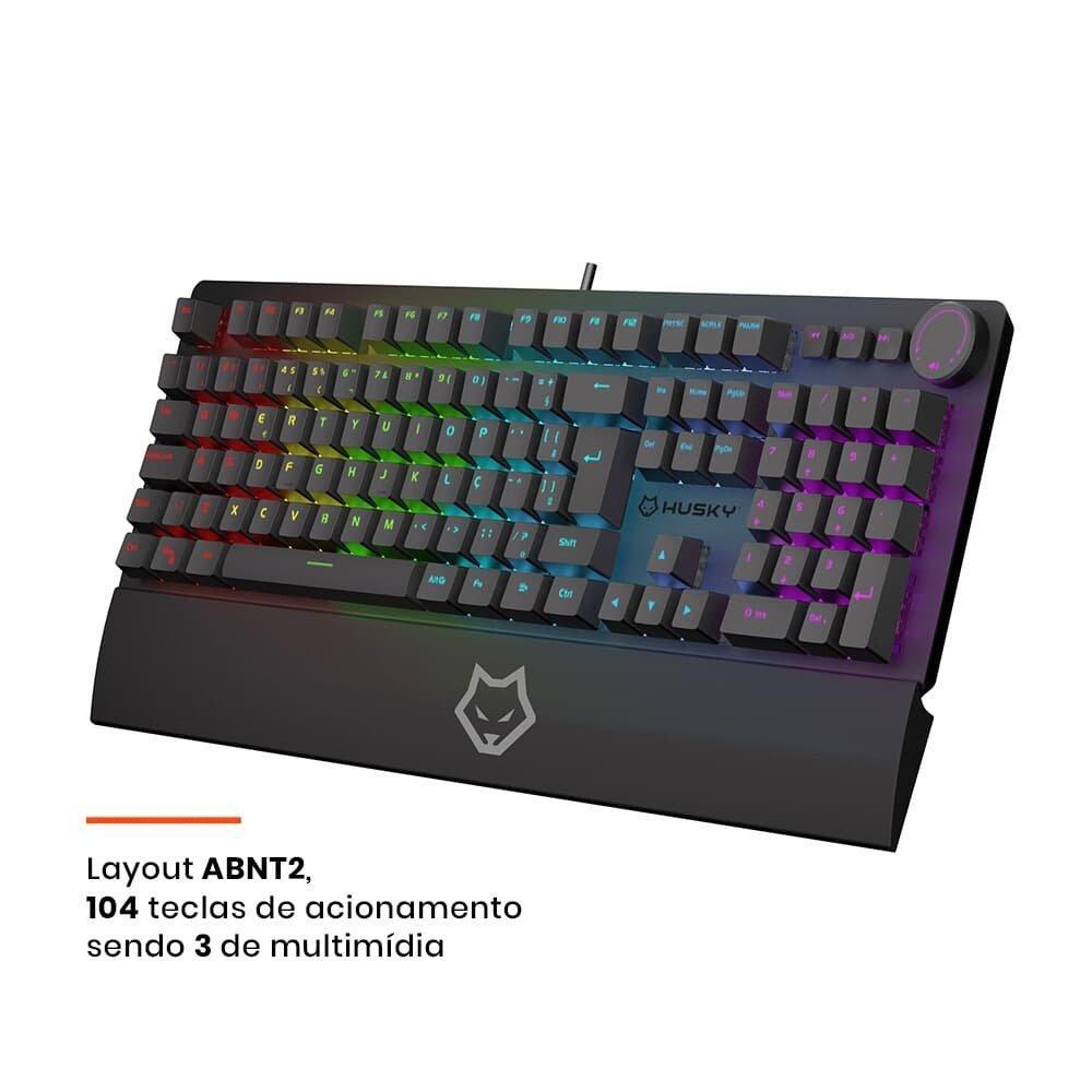 Teclado Mecânico Gamer Husky Anchorage Full Size, RGB, Switch Gateron EF Red, ABNT2, Preto - HTG200PTVR - 6